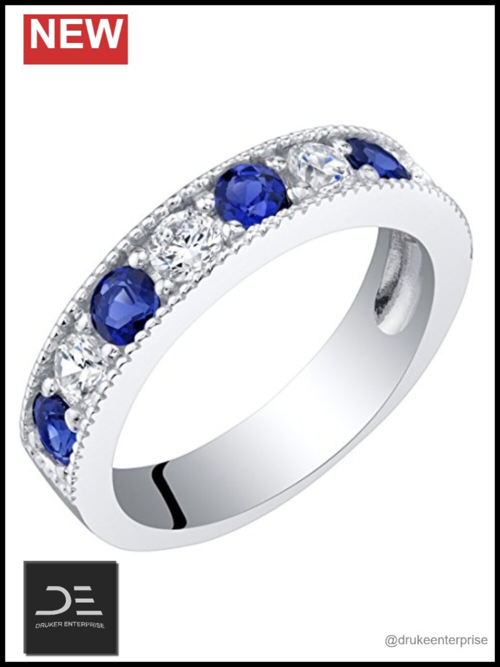 Sterling Silver Milgrain Half-Eternity Wedding Ring Band Women Comfort Fit